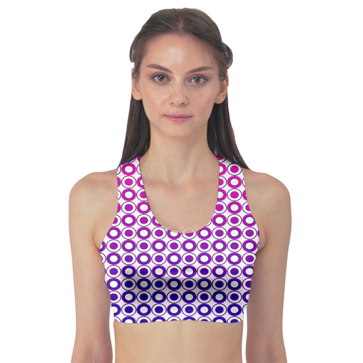 Mazipoodles Pink Purple White Gradient Donuts Polka Dot  Fitness Sports Bra