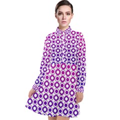 Mazipoodles Pink Purple White Gradient Donuts Polka Dot  Long Sleeve Chiffon Shirt Dress by Mazipoodles