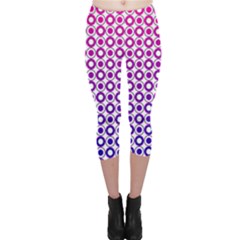 Mazipoodles Pink Purple White Gradient Donuts Polka Dot  Capri Leggings  by Mazipoodles