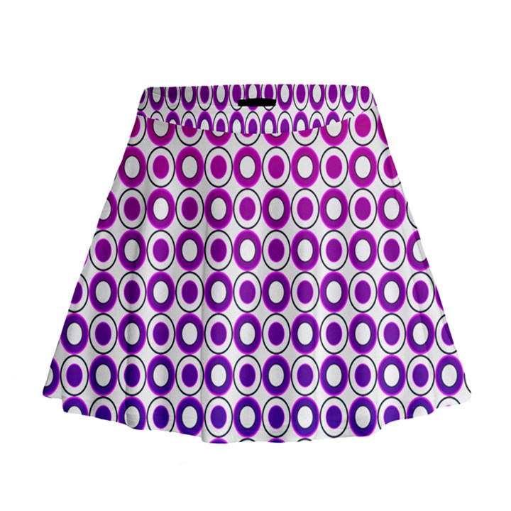 Mazipoodles Pink Purple White Gradient Donuts Polka Dot  Mini Flare Skirt