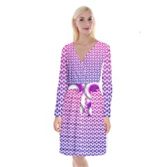 Mazipoodles Pink Purple White Gradient Donuts Polka Dot  Long Sleeve Velvet Front Wrap Dress by Mazipoodles