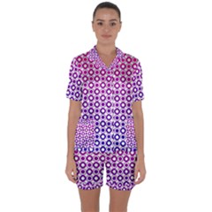 Mazipoodles Pink Purple White Gradient Donuts Polka Dot  Satin Short Sleeve Pajamas Set by Mazipoodles