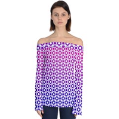 Mazipoodles Pink Purple White Gradient Donuts Polka Dot  Off Shoulder Long Sleeve Top by Mazipoodles