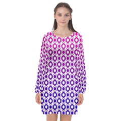 Mazipoodles Pink Purple White Gradient Donuts Polka Dot  Long Sleeve Chiffon Shift Dress  by Mazipoodles