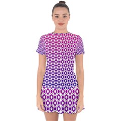 Mazipoodles Pink Purple White Gradient Donuts Polka Dot  Drop Hem Mini Chiffon Dress by Mazipoodles