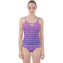 Mazipoodles Pink Purple White Gradient Donuts Polka Dot  Cut Out Top Tankini Set by Mazipoodles