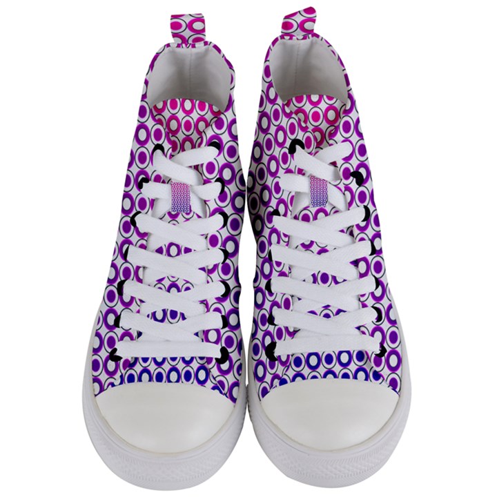 Mazipoodles Pink Purple White Gradient Donuts Polka Dot  Women s Mid-Top Canvas Sneakers