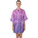 Mazipoodles Pink Purple White Gradient Donuts Polka Dot  Half Sleeve Satin Kimono  View1