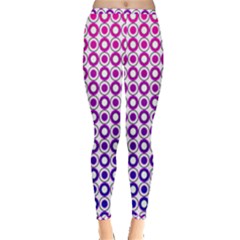 Mazipoodles Pink Purple White Gradient Donuts Polka Dot  Inside Out Leggings by Mazipoodles