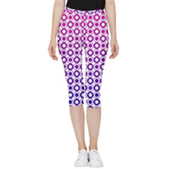 Mazipoodles Pink Purple White Gradient Donuts Polka Dot  Inside Out Lightweight Velour Capri Leggings  by Mazipoodles