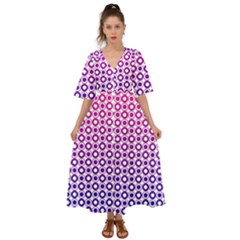 Mazipoodles Pink Purple White Gradient Donuts Polka Dot  Kimono Sleeve Boho Dress by Mazipoodles