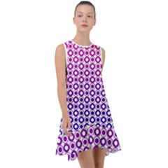 Mazipoodles Pink Purple White Gradient Donuts Polka Dot  Frill Swing Dress by Mazipoodles