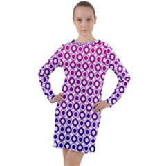 Mazipoodles Pink Purple White Gradient Donuts Polka Dot  Long Sleeve Hoodie Dress