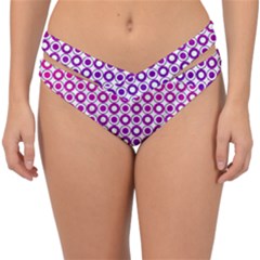 Mazipoodles Pink Purple White Gradient Donuts Polka Dot  Double Strap Halter Bikini Bottoms by Mazipoodles