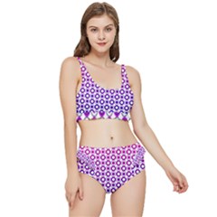 Mazipoodles Pink Purple White Gradient Donuts Polka Dot  Frilly Bikini Set by Mazipoodles