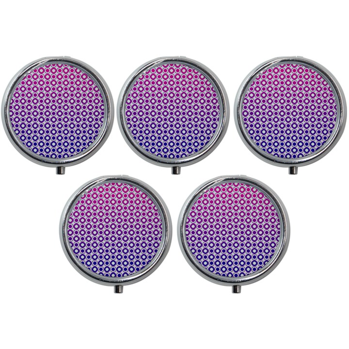 Mazipoodles Pink Purple White Gradient Donuts Polka Dot  Mini Round Pill Box (Pack of 5)