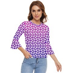 Mazipoodles Pink Purple White Gradient Donuts Polka Dot  Bell Sleeve Top