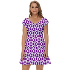 Mazipoodles Pink Purple White Gradient Donuts Polka Dot  Short Sleeve Tiered Mini Dress by Mazipoodles