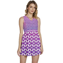 Mazipoodles Pink Purple White Gradient Donuts Polka Dot  Sleeveless High Waist Mini Dress by Mazipoodles