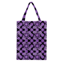 Bitesize Flowers Pearls And Donuts Lilac Black Classic Tote Bag by Mazipoodles