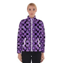 Bitesize Flowers Pearls And Donuts Lilac Black Women s Bomber Jacket