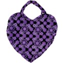 Bitesize Flowers Pearls And Donuts Lilac Black Giant Heart Shaped Tote View1