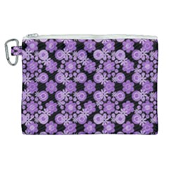 Bitesize Flowers Pearls And Donuts Lilac Black Canvas Cosmetic Bag (xl) by Mazipoodles