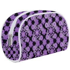 Bitesize Flowers Pearls And Donuts Lilac Black Make Up Case (large) by Mazipoodles