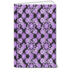 Bitesize Flowers Pearls And Donuts Lilac Black 8  X 10  Hardcover Notebook