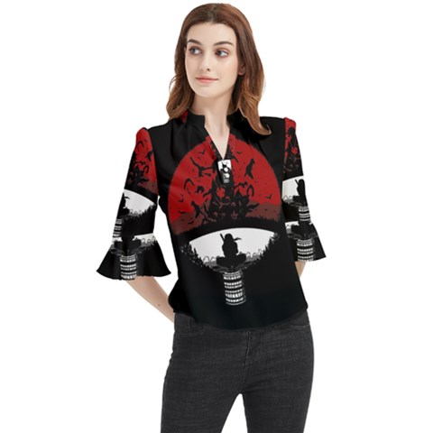 Itachi Uchiha Loose Horn Sleeve Chiffon Blouse by ToToMax