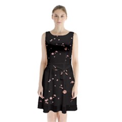 Abstract Rose Gold Glitter Background Sleeveless Waist Tie Chiffon Dress by artworkshop