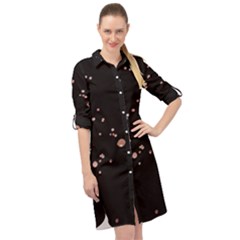 Abstract Rose Gold Glitter Background Long Sleeve Mini Shirt Dress by artworkshop