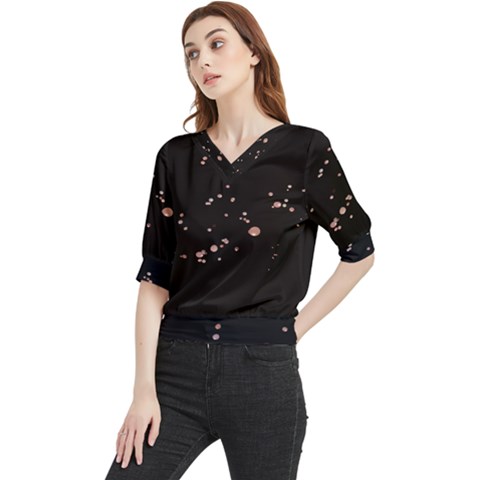 Abstract Rose Gold Glitter Background Quarter Sleeve Blouse by artworkshop