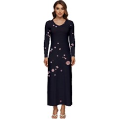 Abstract Rose Gold Glitter Background Long Sleeve Longline Maxi Dress by artworkshop