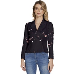 Abstract Rose Gold Glitter Background Women s Long Sleeve Revers Collar Cropped Jacket