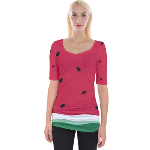 Minimalist Summer Watermelon Wallpaper Wide Neckline Tee by Ravend