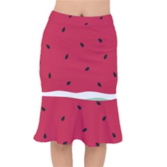 Minimalist Summer Watermelon Wallpaper Short Mermaid Skirt by Ravend