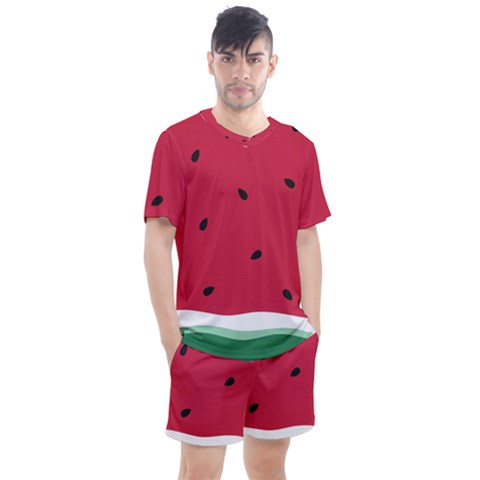 Minimalist Summer Watermelon Wallpaper Men s Mesh Tee And Shorts Set by Ravend