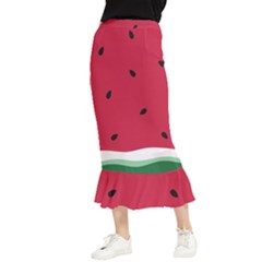 Minimalist Summer Watermelon Wallpaper Maxi Fishtail Chiffon Skirt by Ravend