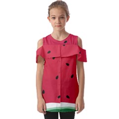 Minimalist Summer Watermelon Wallpaper Fold Over Open Sleeve Top