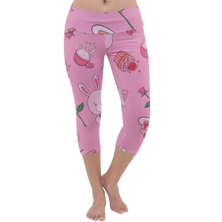 Valentine Pattern Capri Yoga Leggings