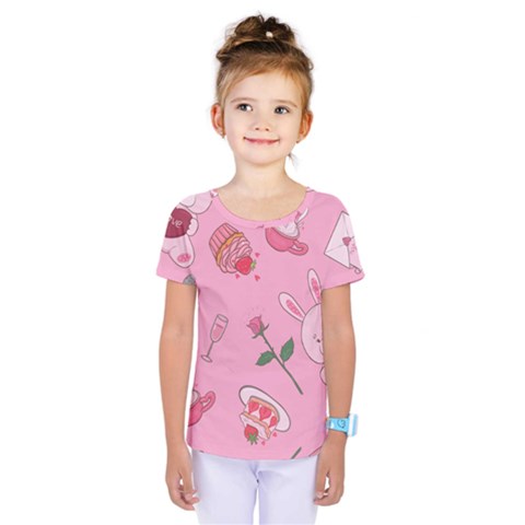 Valentine Pattern Kids  One Piece Tee by designsbymallika