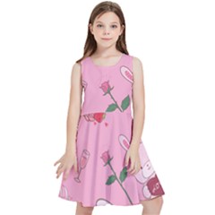 Valentine Pattern Kids  Skater Dress by designsbymallika