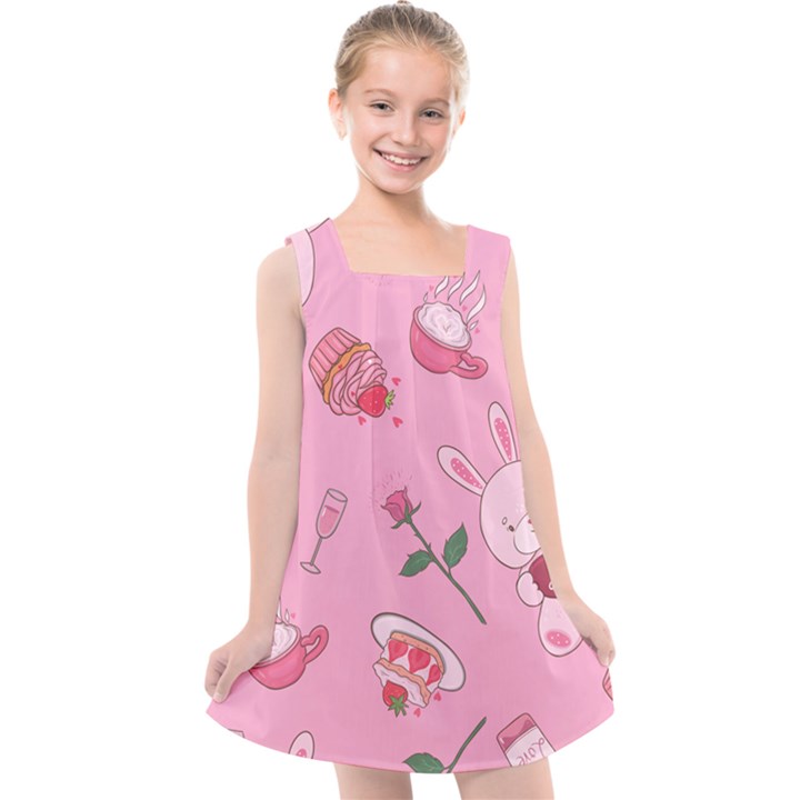 Valentine Pattern Kids  Cross Back Dress