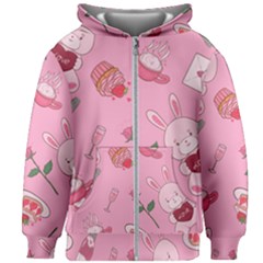 Valentine Pattern Kids  Zipper Hoodie Without Drawstring by designsbymallika