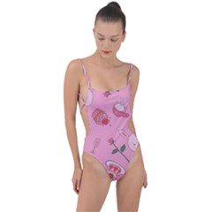 Valentine Pattern Tie Strap One Piece Swimsuit by designsbymallika