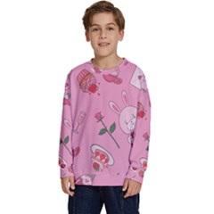 Valentine Pattern Kids  Crewneck Sweatshirt by designsbymallika