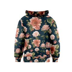 Wallpaper-with-floral-pattern-green-leaf Kids  Pullover Hoodie by designsbymallika