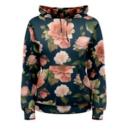 Wallpaper-with-floral-pattern-green-leaf Women s Pullover Hoodie by designsbymallika