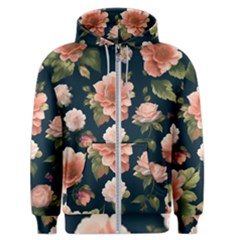 Wallpaper-with-floral-pattern-green-leaf Men s Zipper Hoodie by designsbymallika